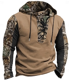 abordables -Hombre camuflaje Color Camuflaje Sudaderas Sudadera Sudadera con capucha Con Capucha Moda Impresión 3D Negro Marrón Correa Otoño Invierno Diseñador