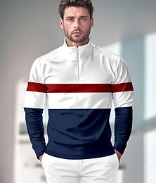 abordables -Homme T-shirt POLO Bleu de minuit manche longue Top Tenue de golf Vêtements Tenues Porter des vêtements