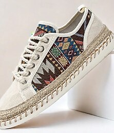 economico -sneakers casual da uomo in tela con stampa tribale e suola in corda di juta – comode calzature per tutti i giorni
