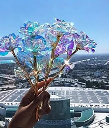 abordables -Lot de 30 roses artificielles colorées en cristal pour la Saint-Valentin, fleurs éternelles romantiques pour petite amie, épouse, maman, femme - parfaites pour la Saint-Valentin, la fête des mères,