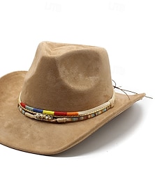 billiga -Herr Solhatt Cowboyhatt Fedora Trilby hatt Svart Kamel Ull Vintagestil Mode 1700-talet delstaten Texas Dagligen Temafest Enfärgad / vanlig färg Solskyddskräm Cosplay