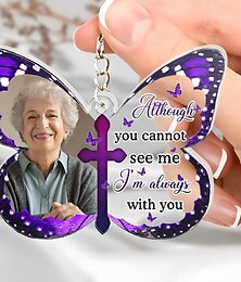 baratos -Chaveiro Memorial de Foto Acrílico Personalizado Chaveiro Personalizado Lembrança de Simpatia pela Perda de Entes Queridos Presentes de Memória em Forma de Borboleta Decoração de Lembrança -