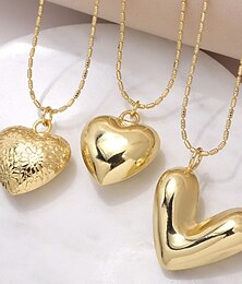 baratos -colar de cobre feminino moda bonito clássico coração adorável coração forma colar para dia dos namorados
