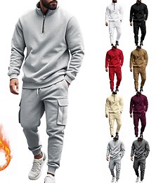 economico -Per uomo Tuta Da Ginnastica Tuta da ginnastica Felpa con cerniera a un quarto Aalbicocca Nero Bianco Vino Rosso mezza cerniera Liscio 2 pezzi Sportivo Giornaliero Per eventi Poliestere Streetwear