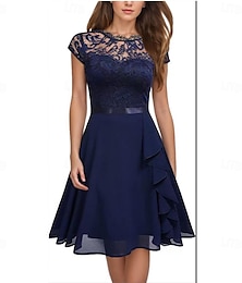 abordables -Robe de mère de la mariée A-Line élégante pour soirée encolure bijou longueur genoux dentelle manches courtes avec dentelle robes Derby 2025