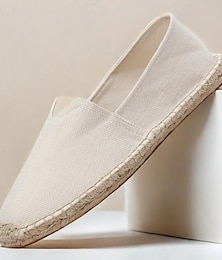 economico -scarpe espadrillas slip-on da uomo in tela beige con suola in corda di juta – comode calzature casual estive