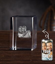 abordables -Cadeau Photo en Cristal Gravé 3D Personnalisé Cadeau de Mariage pour Couple Décoration Photo en Laser Holographique en Forme Rectangulaire Anniversaire Mémorial de la Saint-Valentin Fête des Mères