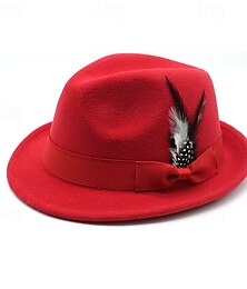 halpa -Miesten Kentucky Derby -hattu Aurinkohattu Cowboy hattu Fedora Trilby -hattu Musta Rubiini Villainen Vintage-tyyli Muoti 18. vuosisadalla Texasin osavaltio Päivittäin Teematapa Yksivärinen