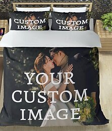 billige -Graduasjon Personlig Dyneovertrekk Bryllupsdesign Beste Graduasjonsgave Tilpasset Sengetøy 3pcs Sett med Foto Tekst Tilpassede Gaver Dyne Sett med 2 Putetrekk