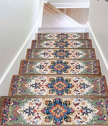 abordables -Tapis de marches d'escalier antidérapant de style bohème pour enfants, personnes âgées et animaux de compagnie, tapis de marches d'escalier au design ethnique