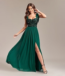 economico -Abiti da ospiti di matrimonio A-Line eleganti abiti da festa per ospiti di matrimonio lunghezza completa senza maniche scollatura a barca matrimonio autunnale chiffon senza schiena con spacco