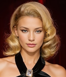 halpa -kendall jennerin inspiroimat peruukit synteettinen peruukki body wave epäsymmetrinen peruukki lyhyt kultavaalea synteettiset hiukset naisten muodikas design pehmeä luonnollinen blondi