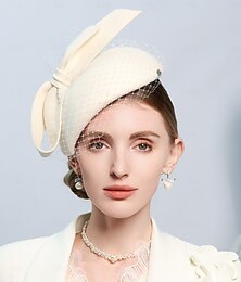 economico -cappelli 100% lana cappello basco cappello piattino matrimonio festa del tè elegante matrimonio con fiocco copricapo colore puro copricapo