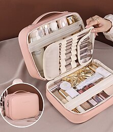 voordelige -3-in-1 multifunctionele PU cosmetische tas, grote capaciteit en premium draagbare make-up kwasten organizer, reis make-up koffer, Moederdag cadeau voor vrouwen