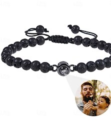 abordables -Pulsera de ojo de tigre personalizada mejor regalo para papá regalo de proyección de foto de boda para esposo novio Navidad Día de San Valentín aniversario