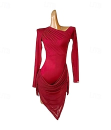 billige -Latin salsadans Kjole Dusk Tvinning Dame Ytelse Trening Langermet Polyester Netting