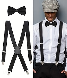 abordables -Ensemble de bretelles réglables et nœud papillon pour homme - accessoire formel classique pour mariages, fêtes et événements professionnels