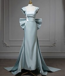 billiga -sjöjungfru / trumpet bröllop gästklänningar elegant klänning bröllop bröllop gäst hovtåg ärmlös scoop neck taft med rosett(ar) 2025