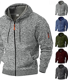 abordables -Hombre Sudadera Sudadera con capucha y cremallera completa Sudadera táctica con capucha Rojo tinto Verde Ejército Azul Marino Gris Claro Gris Oscuro Con Capucha Plano Deporte Diario Festivos Ropa de