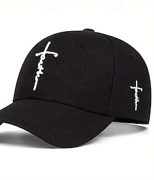 billiga -Herr Basebollkeps Solhatt Trucker Hat Vit Svart / vit Akryl / Bomull Broderad Mode Ledigt Dagligen Festival Kors Tro Justerbara Solskyddskräm Andningsfunktion
