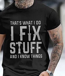 halpa -Miesten Hauska Korjaan asiat ja tiedän asiat T-paita 100% puuvilla Lyhythihainen Graafinen Paita Musta Viini Armeijan vihreä Mukava T-paita Loma Katu Muotisuunnittelijan vaatteet