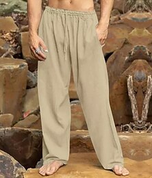 economico -Per uomo Pantaloni di lino Pantaloni Pantaloni estivi Pantaloni di garza A cordoncino Vita elastica Gamba dritta Liscio Comfort Traspirante Lunghezza intera Esterno Giornaliero Per eventi Streetwear