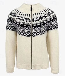 abordables -Homme Gilet Cardigan Pull court Pull Zippé Pull en tricot A côtes Tricoter Hauts réguliers Patchwork Poche Bloc de couleur Mao Mode Classique Vacances Usage quotidien Vêtement Tenue Automne hiver