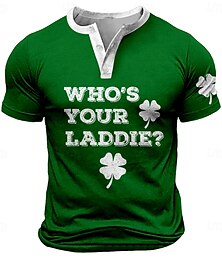 preiswerte -Herren St. Patrick Lustig "WHO'S YOUR LADDIES" T Shirt Henley Shirt Kurzarm Designer Retro Vintage Strasse Casual Täglich Sommer Frühling Schwarz Grün Orange Henley Henley T-Shirt