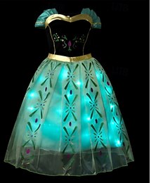 cheap -Frozen Princess Fairytale Anna Flower Girl Dress Theme Party Costume Tulle Dresses Carnival Costume Led Light Up Movie Cosplay for Girls' Halloween Carnival Mardi Gras Performance Party Stage