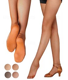 abordables -collants résille de danse latine pour femmes avec semelle renforcée, collants pleine longueur extensibles et durables pour les performances et les compétitions