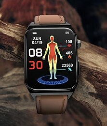 abordables -Reloj inteligente Cardica de 1.91 pulgadas monitoreo de glucosa en sangre ECG presión arterial temperatura corporal smartwatch para hombres IP68 impermeable rastreador de fitness