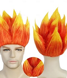 economico -parrucca arrabbiata parrucca fiamma fuoco parrucca rossa corta parrucca rossa sfumata per uomo donna cosplay costume di halloween parrucche rosse per festa cosplay parrucca a forma di fiamma per festa