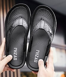 preiswerte -Schwarze Flip-Flops für Herren mit bequemem Fußbett, lässiges Slip-On-Design für den Alltag und zum Entspannen