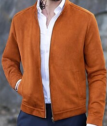 billiga -Herr Lättviktsjacka Övergångsjacka Vardaglig jacka Semester Dagligen Slitsäker Ficka Höst vinter Slät Mode Klassisk Hög krage Normal Svart Marinblå Orange Kaffe Jacka