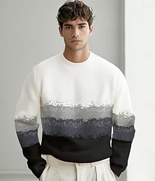 abordables -Hombre Pulóveres Suéter de punto Tejer Tops regulares Ombre Cuello Barco Prendas de punto Elegante Formal Navidad Ropa Otoño Invierno Negro Marrón S M L