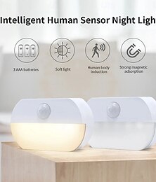 economico -sensore di movimento luce notturna a led senza fili batteria aaa lampada notturna camera da letto scale armadio guardaroba corridoio luci cucina 2/4 pezzi
