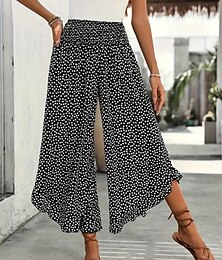 abordables -Femme Ample Chino Mode Vêtement de rue Toute la longueur Taille haute Pois Poche Ceinture élastique Imprimer Confortable Doux Micro-élastique Extérieur Plein Air Noir Rouge Vert Printemps Automne