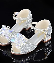 economico -scarpe da sera con cristalli e fiori scintillanti per ragazze – scarpe eleganti con punta aperta e tacchi bassi per feste o matrimoni