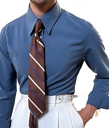 preiswerte -Herren Hemd Hemd mit Spearpoint-Kragen Kleidhemd Bügelfreies Hemd Knopfhemd Einfach Lässig Täglich Blau Schwarz Langarm Revers Frühling & Herbst Bekleidung