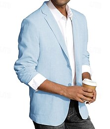abordables -Hombre Graduación chaqueta Negocio Fiesta de Cóctel Fiesta de Boda Moda Casual Primavera & Otoño Poliéster Color sólido Botones Bolsillo Cómodo Botonadura Simple Chaqueta de sport Marrón Oscuro