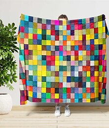 billige -fargerikt mosaikkteppe mykt, koselig lettvekt for sovesofa sofa eller reise livlig flerfarget geometrisk design slitesterk og falmebestandig perfekt for bruk hele sesongen