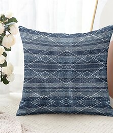 abordables -Housse de coussin décorative vintage 1 pièce géométrique douce carrée housse de coussin de canapé taie d'oreiller pour chambre salon canapé chaise bleu