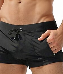 billiga -Herr Badshorts Badkläder Underdelar Snörning Simmning Surfing Strand Vattensport Solid färg Sommar Vår