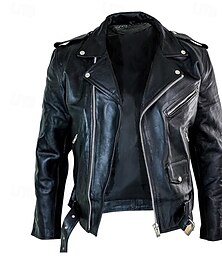 economico -Per uomo Giacca in Ecopelle Giacca di transizione Giacca da Biker Giacca da Moto Vacanza Quotidiano Antivento Caldo Tasca Autunno & Inverno Semplice Moda Classico Bavero Regolare Finta pelle Nero