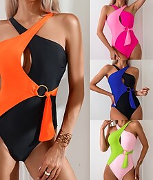 abordables -Femme Maillot de bain 1 pièce Découpé Maillots de Bain Mosaïque Maillots de Bain Rose Claire Bleu Respirable Séchage rapide Poids Léger Sans Manches - Natation Surf Plage Eté Printemps