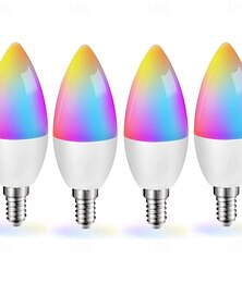 economico -lampadine led intelligenti gu10 e14 6w wifi &bluetooth, cambio colore dimmerabile, alexa &lampadine a candela compatibili con Google Home, 220 V, confezione da 4