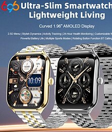 お買い得  -696 MT67 スマートウォッチ 1.96 インチ スマート·ウォッチ ブルートゥース ECG + PPG 歩数計 着信通知 と互換性があります Android iOS 女性 男性 長時間スタンバイ 防水 メディアコントロール IP 67 40mmの時計ケース