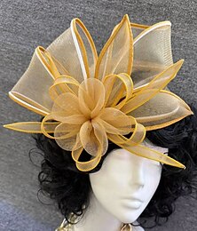 voordelige -fascinators Netto Sluier Hoed Bruiloft Paardenrace Met Pet Bloemen Helm Hoofddeksels