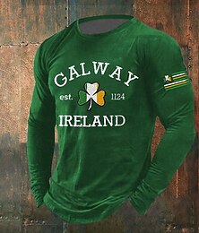 economico -San Patrizio Per uomo Trifoglio maglietta Manica lunga maglietta Stampa 3D Girocollo Camicia Di tendenza Esagerato Strada Giornaliero Nero Verde Estate Primavera Autunno Abbigliamento S M L XL XXL