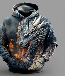 abordables -Hombre Dragón Sudaderas Sudadera Abrigos Sudadera con capucha Cuello Barco Fresco Impresión 3D Discoteca Ropa de calle Negro Correa Otoño Invierno Diseñador